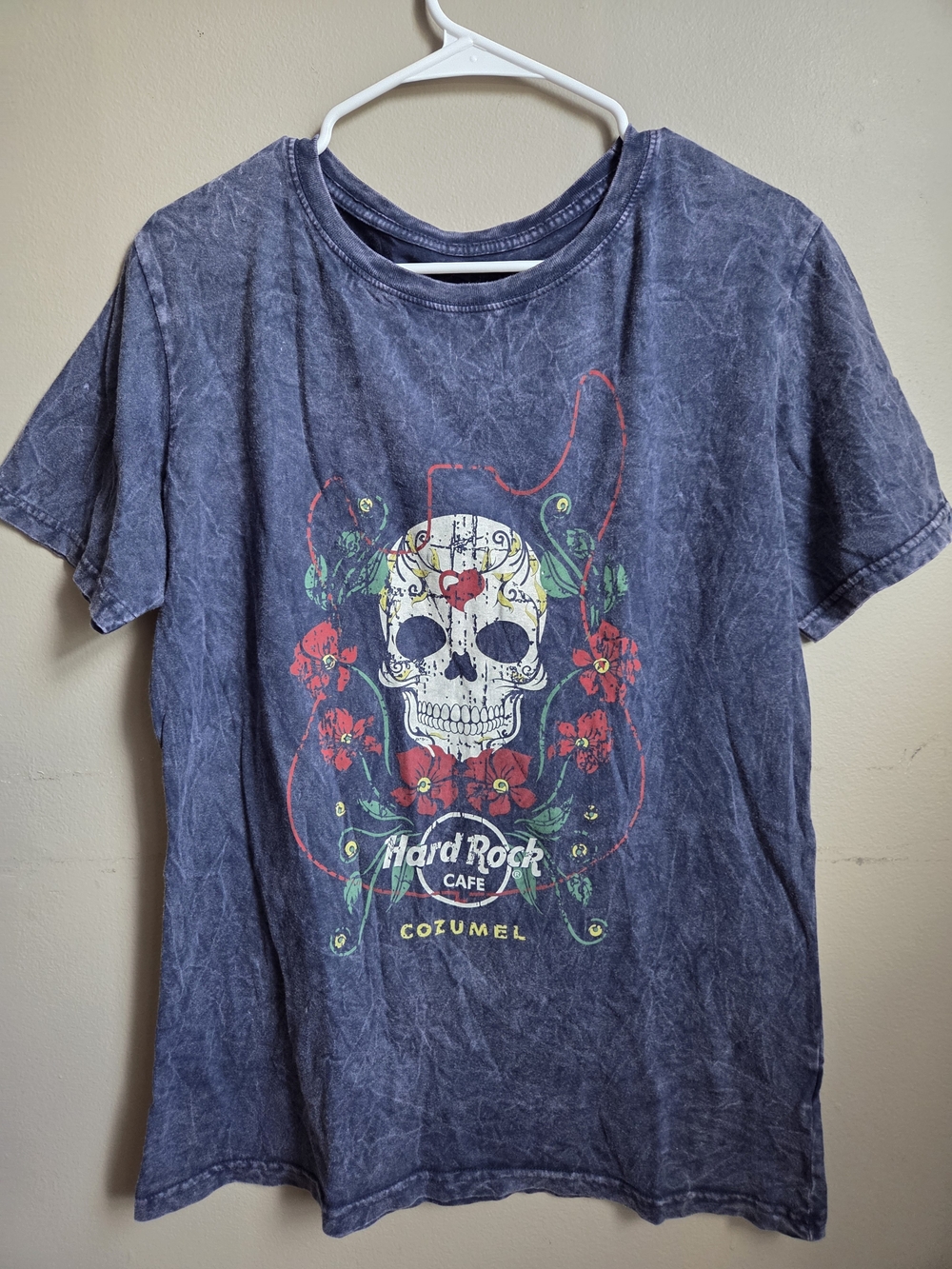 Hard Rock Cafe Cozumel Women’s XXL Skull Guitar Acid Wash Graphic T-Shirt